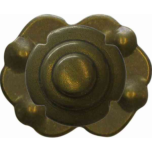 Möbelknopf rustikaler, Ø 30mm, mit Rosette in Messing patiniert, Möbelknopf rustikal, Messingknopf alt, antik. Knopf aus Messing gegossen