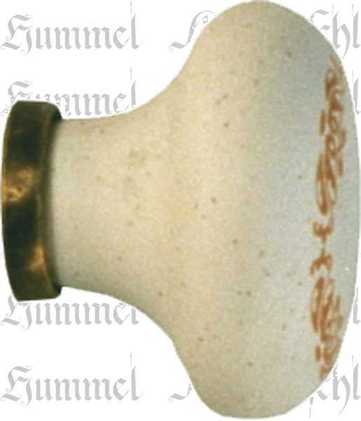 Porzellanknopf, bemalt, alt, Ø 35 mm, mit altvermessingtem Sockel, Möbelknöpfe für Küche, Küchenknopf antik Bild 2