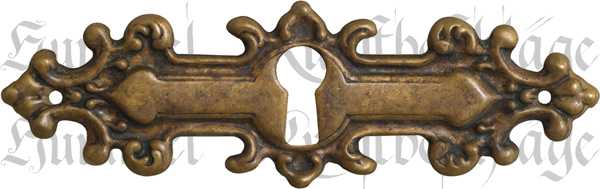 Schlüsselschild der Gründerzeit, Messing patiniert, alt antik