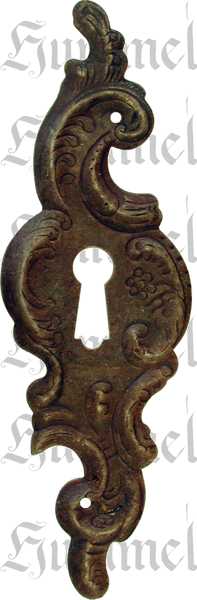 Schlüsselschild, Eisen gerostet und gewachst, Möbelbeschläge Barock, antik