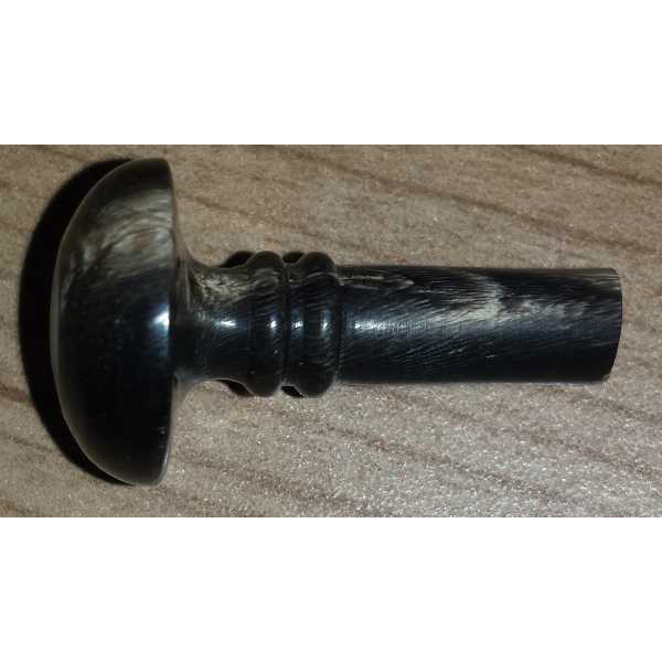 Knopf Horn schwarz mit Einlage, Ø 15mm, 2. Wahl, mit hellen Einschlüssen (Natürliches Tierhorn) alt antik, Möbelknöpfe für Sekretäre