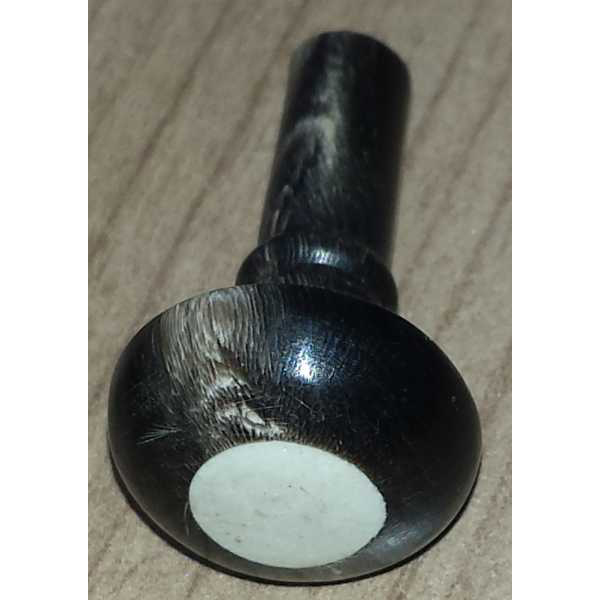 Knopf Horn schwarz mit Einlage, Ø 15mm, 2. Wahl, mit hellen Einschlüssen (Natürliches Tierhorn) alt antik, Möbelknöpfe für Sekretäre Bild 2