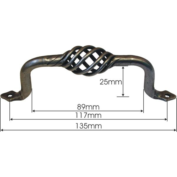 Möbelgriff Landhaus antik, Möbel Griff, Eisen altgrau, 132mm. Schubladengriff von Hand gefertigt. Bild 3