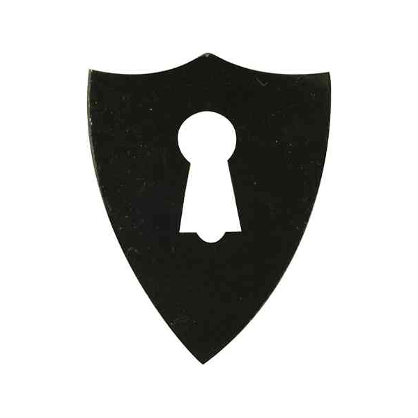 Schlüsselschild, Horn, schwarz. Aus Tierknochen bzw. Horn handgefertigt, Beschläge historisch