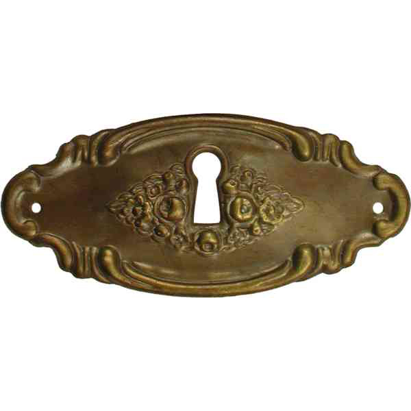 Schlüsselschild, Messing patiniert, Jugendstil Schrankbeschläge alte