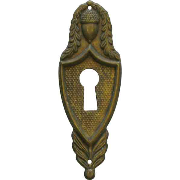 Schlüsselschild antik, Messing patiniert, einfach geprägt, Biedermeier