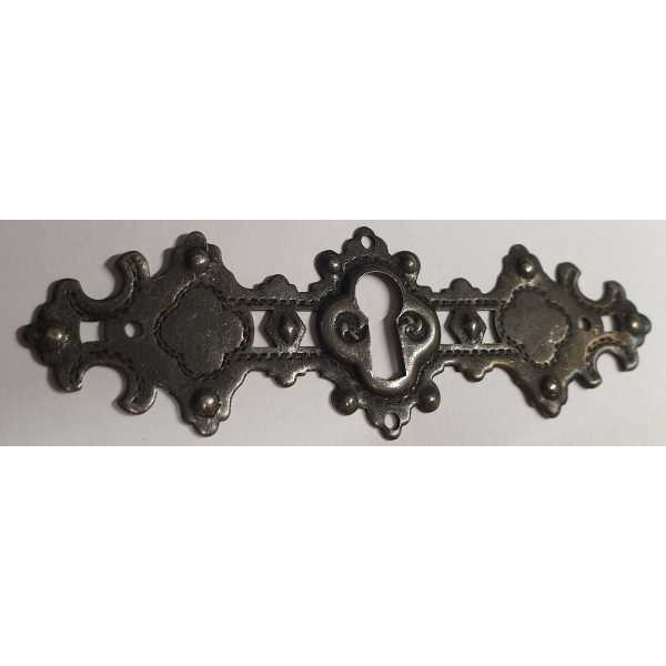 Schlüsselschild historisch, altverzinnt, Gründerzeit mit Durchbrüchen