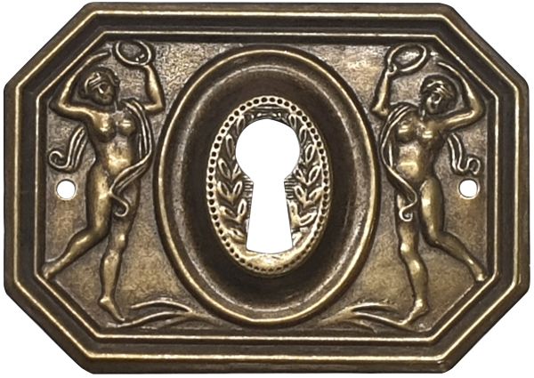 Schlüsselschild Biedermeier, Messing patiniert (SL)