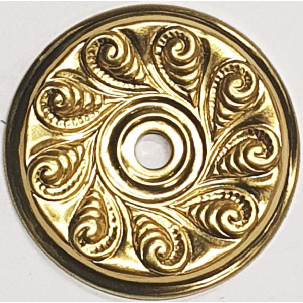 Rosette antik, für Ring oder Knopf, Messing roh, aus dem Biedermeier