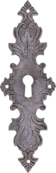 Schlüsselschild antik aus der Gründerzeit, altverzinnt