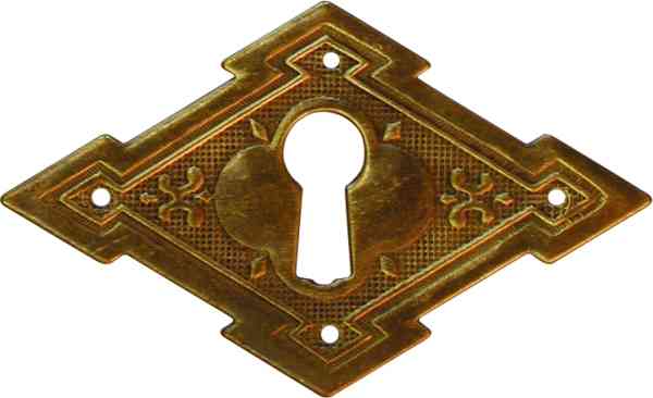 Schlüsselschild antik, quer, aus Messing patiniert, Gründerzeit