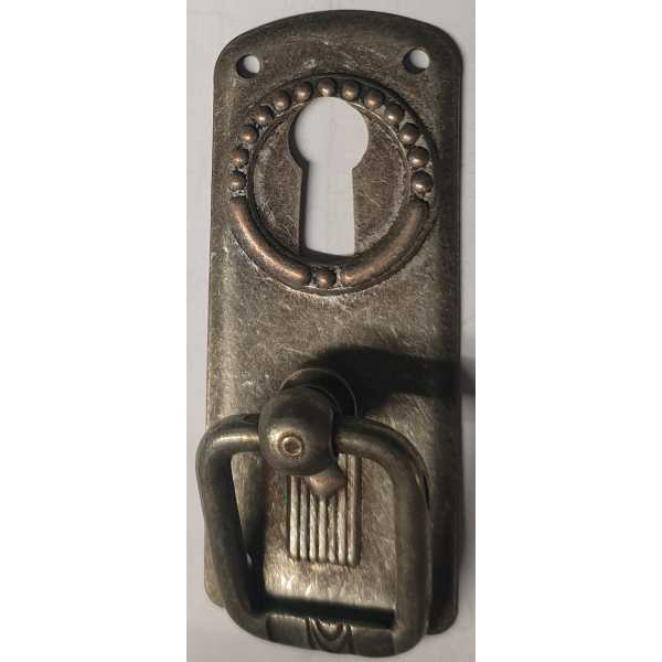 Ringgriff, altverzinnt, antike alte Jugendstil Beschläge für Möbel