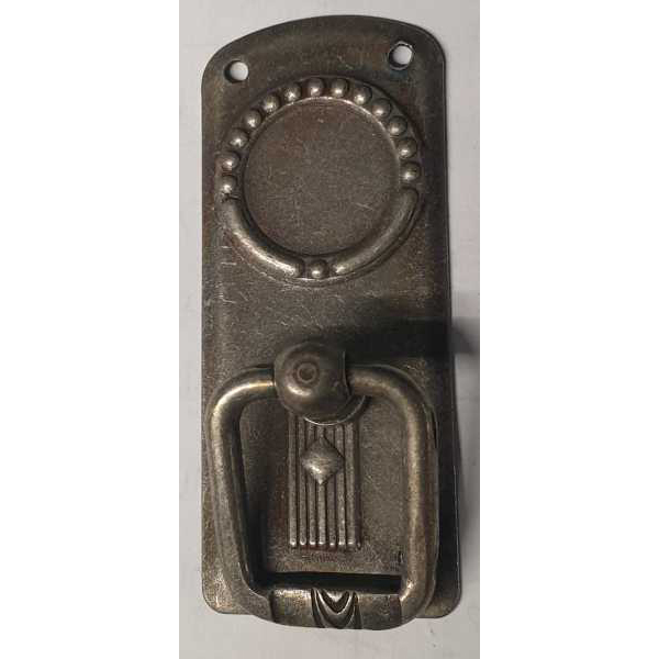 Ringgriff, aus Messing altverzinnt, antike alte Jugendstil Beschläge für Möbel