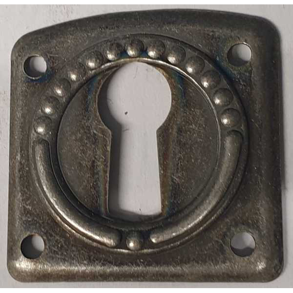 Schlüsselschild klein, antik, altverzinnt, antike alte Jugendstil Beschläge für Möbel