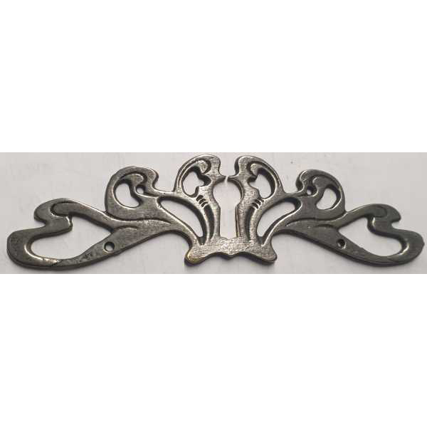 Schlüsselschild quer, alt, altverzinnt, antike florale Jugendstil Beschläge