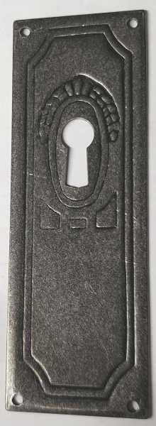 Schlüsselschild, altverzinnt, antiker Jugendstil Zierbeschlag