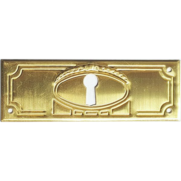 Schlüsselschild, Messing roh, Jugendstil Zierbeschlag alt
