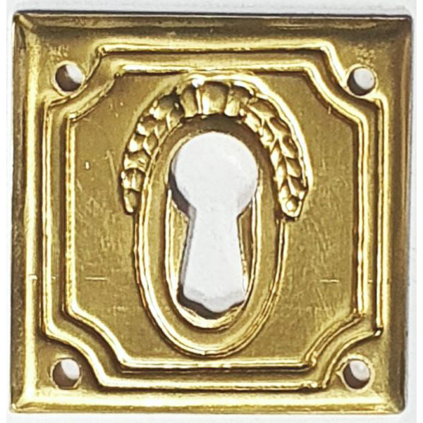 Schlüsselschild, Messing roh, Jugendstil Zierbeschlag, Nostalgie