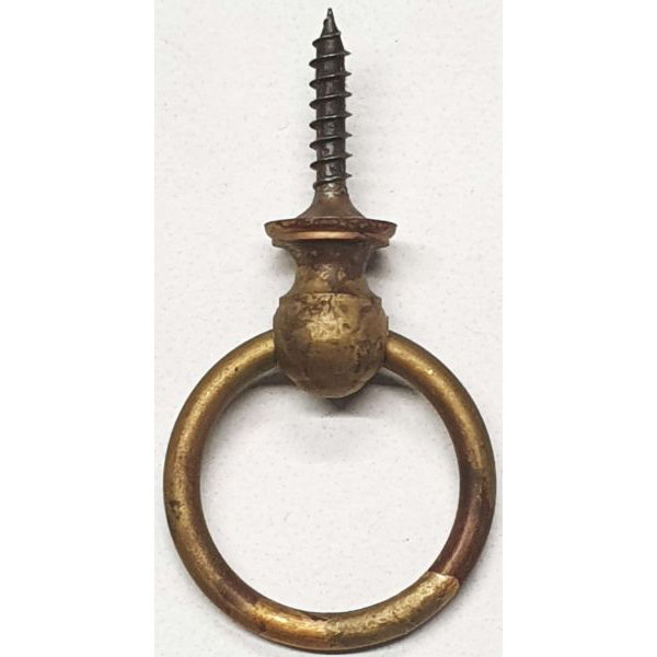 Möbelring, Ringbeschlag mit Rosette 24mm Messing patiniert, antik, alt, Altmessing Bild 2