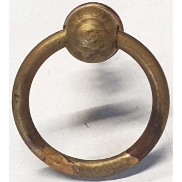 Möbelring, Ringbeschlag mit Rosette 24mm Messing patiniert, antik, alt, Altmessing