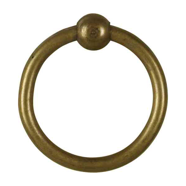 Möbelring, Ringbeschlag, 41mm, aus Messing, patiniert, antik, alt, Altmessing