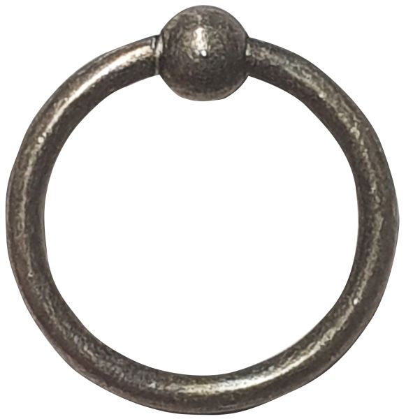 Möbelring, Ringbeschlag, 41mm, aus Messing, altverzinnt, antik, alt, Altmessing
