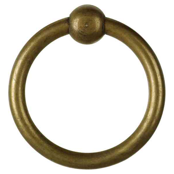 Möbelring, Ringbeschlag groß, 46 mm, Messing patiniert, antik, alt, Altmessing