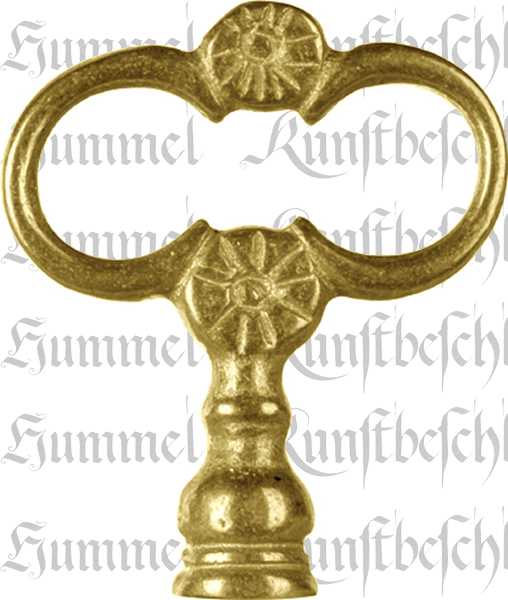 Reide, Schlüsselreide antik, aus Messing poliert, mit Innengewinde M4, Schlüsselkopf