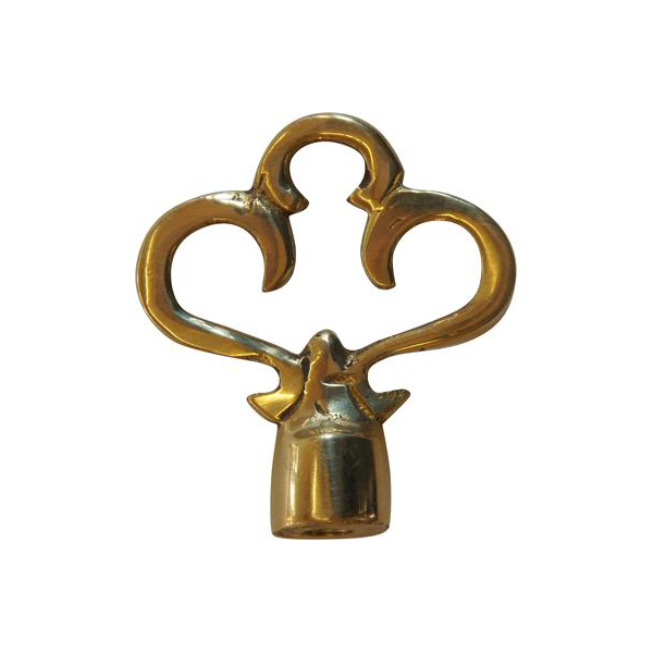 Reide, Schlüsselreide antik, Messing poliert, mit Innengewinde M4, alter Schlüsselkopf
