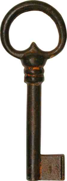 Schlüssel alte, für Truhen, Eisen gerostet und gewachst, antik