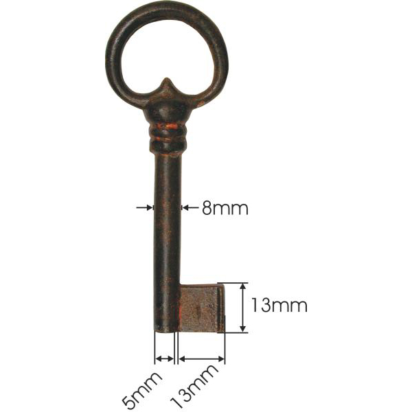 Schlüssel alte, für Truhen, Eisen gerostet und gewachst, antik