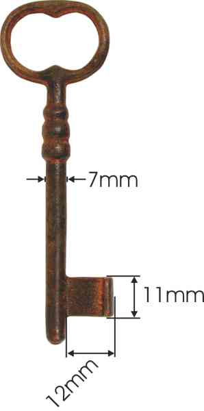 Schlüssel für alte Möbelschlösser, Eisen gerostet und gewachst, antik, alt, Schlüsselrohling, antike Schrankschlüssel für Antiquitäten Bild 3