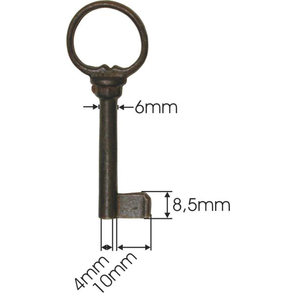 Schlüssel für alte Kommodenschlösser, Eisen gerostet und gewachst