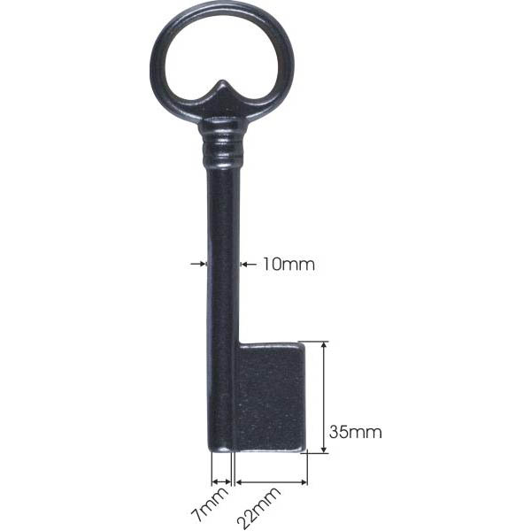 Schlüssel für Truhenschloss, Schlüsselrohling, Eisen blank, alte