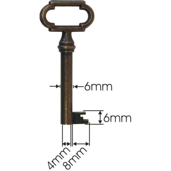 Schlüssel gefräst, Messing brüniert für Zuhaltung 5, schöne Jugendstil Form Bild 3