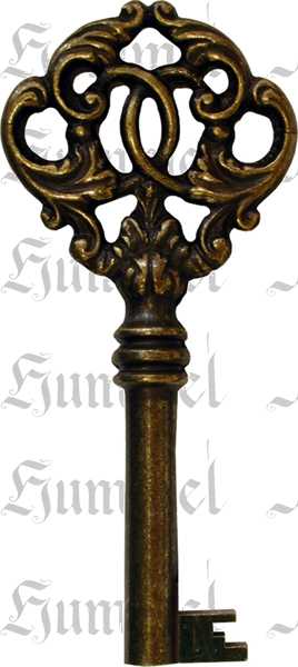Schlüssel gefräst, alt Messing brüniert für Zuhaltung 4, antike