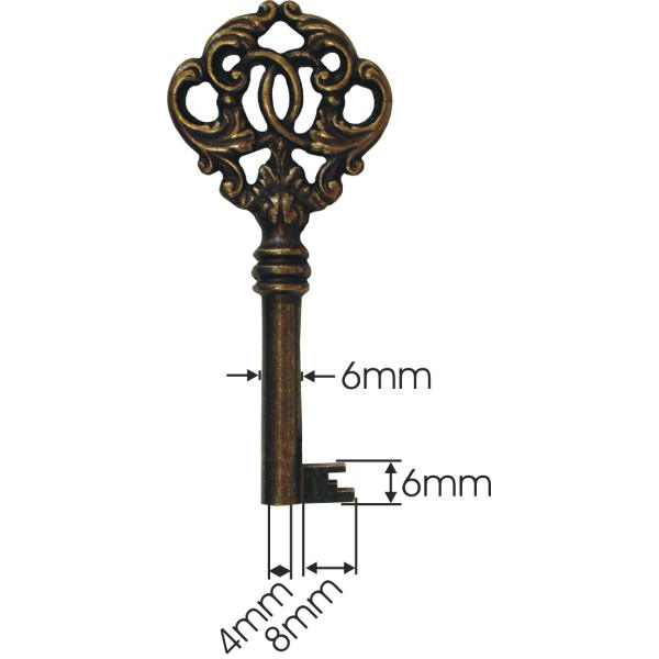 Schlüssel gefräst, alt Messing brüniert für Zuhaltung 4, antike Schlüssel Bild 3