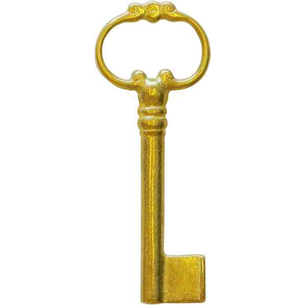 Schlüssel alt, Messing poliert unlackiert, antiker Schlüsselrohling mit großem Bart