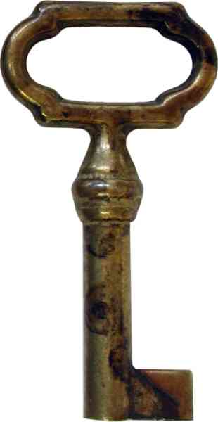 Schlüssel antiker mit Eurobart, Messing alt patiniert