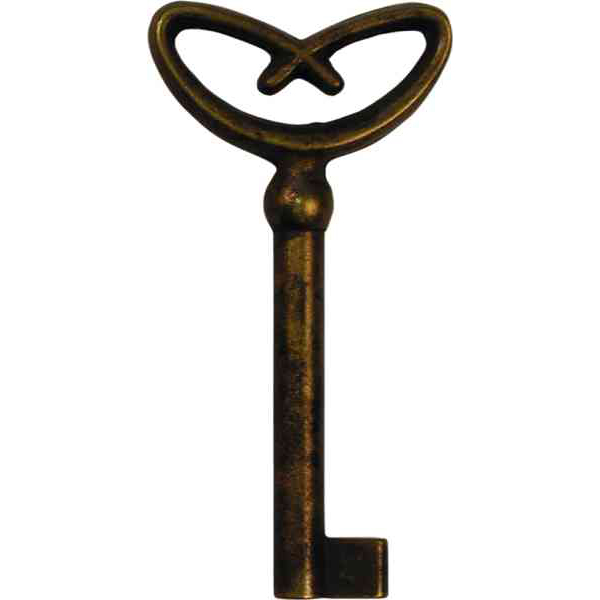Antike alte Schlüssel, Eurobart, Messing patiniert, Jugendstil