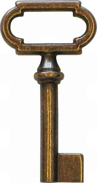 Schlüssel alt, Messing patiniert, 5mm Durchmesser 2393