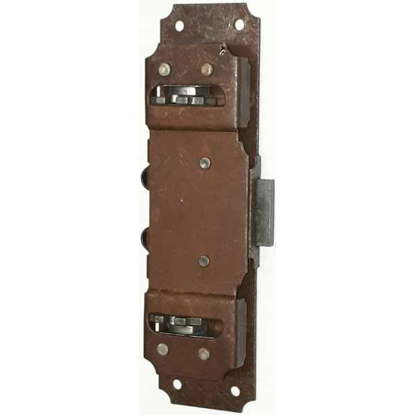 Drehstangenschloss antik für Kleiderschrank, Eisen gerostet, mit Stangen, Zubehör und Schlüssel komplett, Dornmaß 25mm