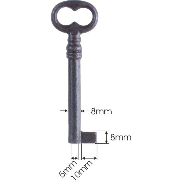 Schrankschloss, Eisen schwarz patiniert mit Schlüssel, Dorn 45mm links Bild 2