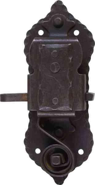 Schrankschloss, Eisen gerostet mit Schlüssel, Dorn 30mm links