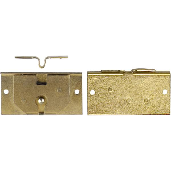 Einlassschatullenschloß, hellvermessingt, mit Schlüssel, Dorn 14mm. Für kleine Truhen oder Schmuckkästchen Bild 2