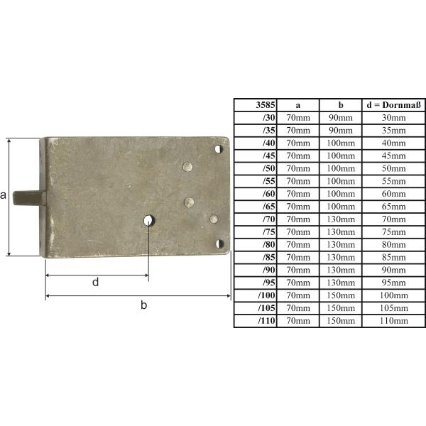 Schrankschloss, Eisen gerostet und gewachst, Dorn 100mm links. Handgefertigt aus Blech Bild 3