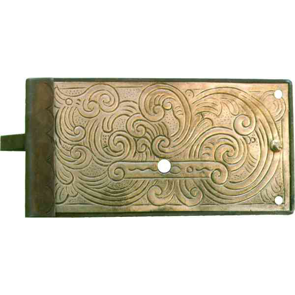 Schrankschloss, Eisen gerostet und gewachst, Dornmaß 110mm links