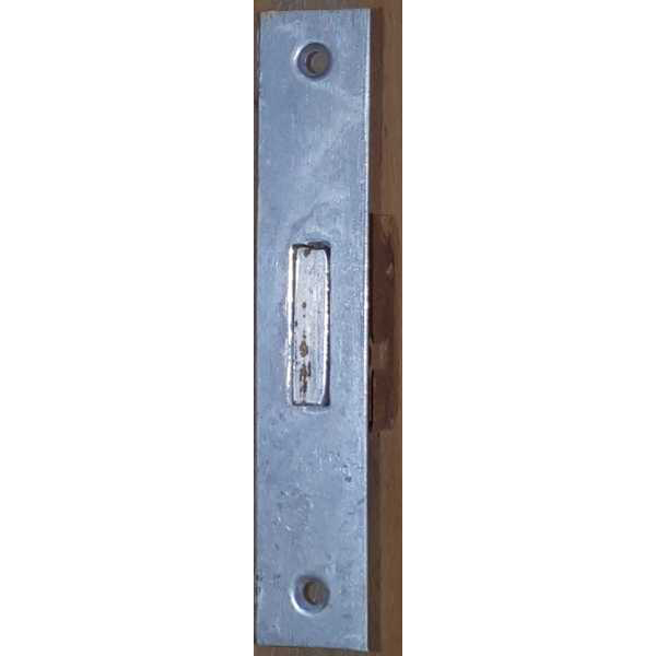 Einsteckschloss mit altverzinnter Stulpe, mit Schlüssel, Eisen, Dornmaß 20mm rechts, für alten Schrank oder antike Kommode Bild 2
