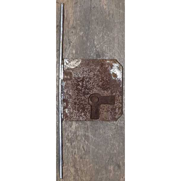 Einsteckschloss mit altverzinnter Stulpe, mit Schlüssel, Eisen, Dorn 20mm rechts, für alten Schrank oder antike Kommode Bild 3