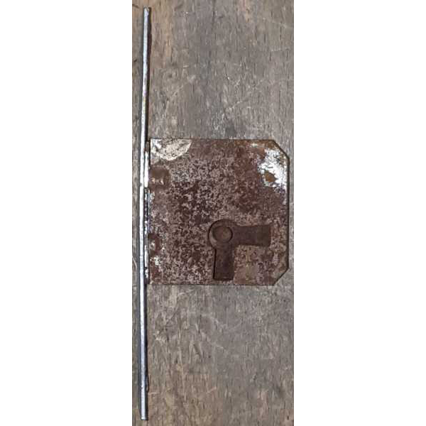 Einsteckschloss mit altverzinnter Stulpe, mit Schlüssel, Eisen, Dornmaß 20mm rechts, für alten Schrank oder antike Kommode Bild 3